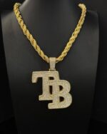 Fully iced TB initial pendant – bust down moissanite custom letter piece