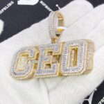 Fully iced “CEO” letter pendant – gold and white ice moissanite custom name piece - Image 3