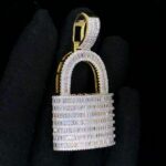 Fully iced padlock pendant – baguette moissanite luxury lock piece - Image 2
