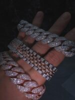 Rose Gold Iced Watch & Dual Cuban Bracelet Set – Ultimate Luxury Combo - Image 2