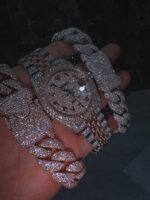 Rose Gold Iced Watch & Dual Cuban Bracelet Set – Ultimate Luxury Combo - Image 3