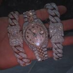 Rose Gold Iced Watch & Dual Cuban Bracelet Set – Ultimate Luxury Combo - Image 4