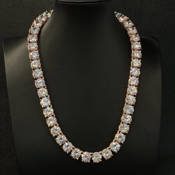 Rose Gold Round-Cut Tennis Chain – Premium Iced Statement