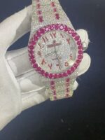 Iced-Out Watch with Ruby Accents – Luxury Statement Timepiece - Image 5