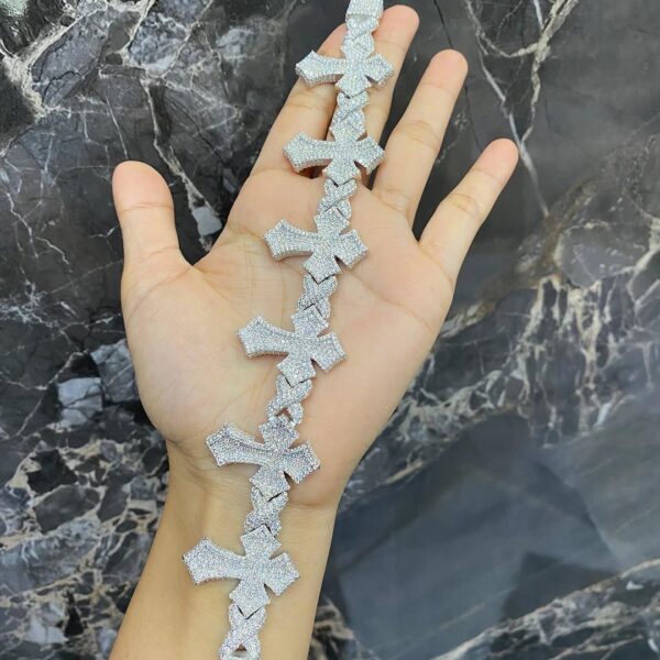 Iced Cross-Link Bracelet – Bold Statement Piece