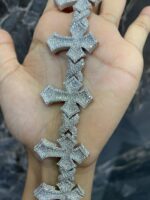 Iced Cross-Link Bracelet – Bold Statement Piece - Image 3