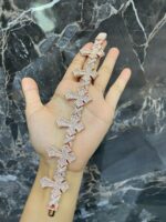 Rose Gold Iced Cross-Link Bracelet – Luxury Statement Piece