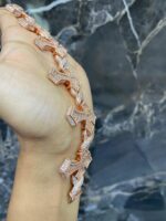 Rose Gold Iced Cross-Link Bracelet – Luxury Statement Piece - Image 2