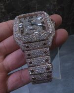 Rose Gold Iced Square Watch – Full Diamond Luxury Edition - Image 3