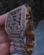 Rose Gold Iced Square Watch – Full Diamond Luxury Edition - Image 4