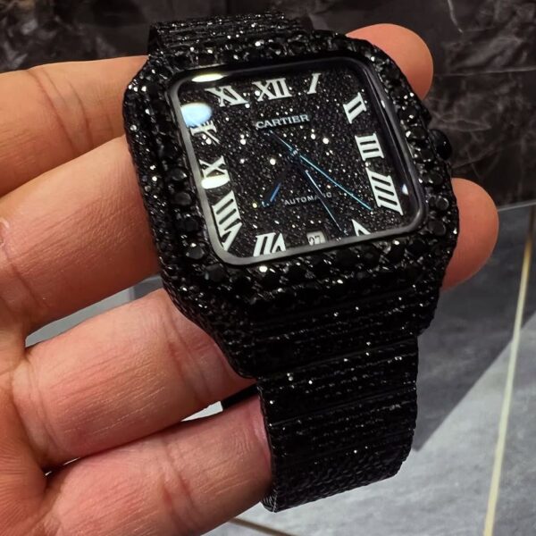 Black Iced Square Watch – Full Stealth Luxury Edition
