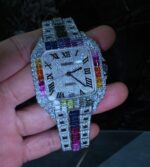 Rainbow Iced Square Watch – Luxury Multicolor Edition