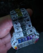 Rainbow Iced Square Watch – Luxury Multicolor Edition - Image 3