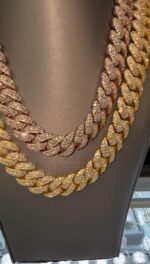 Rolex Iced Datejust Watch & Cuban Chain Set – Two-Tone Luxury Combo - Image 2
