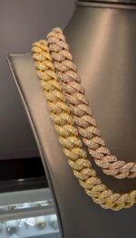 Rolex Iced Datejust Watch & Cuban Chain Set – Two-Tone Luxury Combo - Image 4
