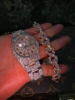 Rolex Diamond-Studded Watch with Rose Gold Bracelet Set - Image 2