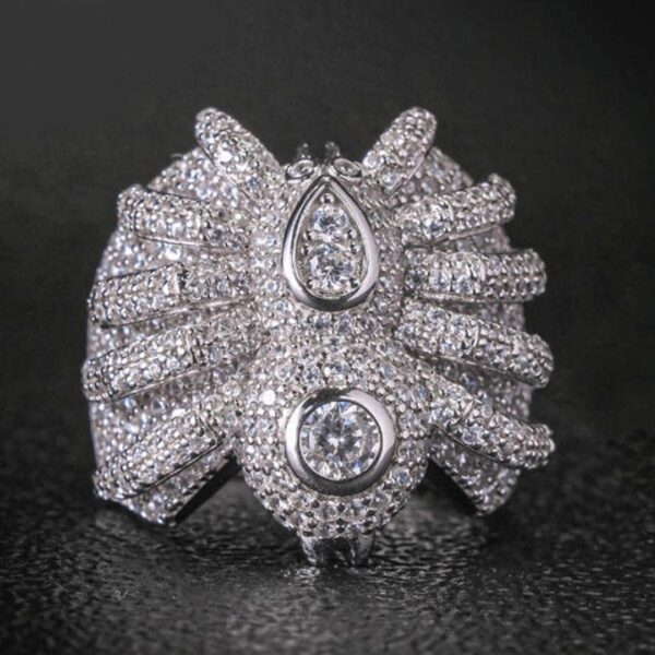 Luxury Iced Bow Knot Ring (Full Diamond Finish – Silver Tone)