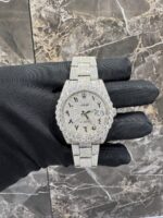 Rolex Datejust Fully Iced Arabic Dial Watch (Silver)