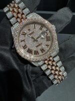 Rolex Datejust Fully Iced Roman Dial Watch (Two-Tone Rose Gold & Silver) - Image 2