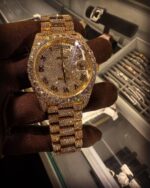 Rolex Day-Date Fully Iced Gold Watch (Roman Dial – Presidential Style)