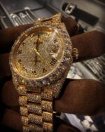 Rolex Day-Date Fully Iced Gold Watch (Roman Dial – Presidential Style) - Image 3