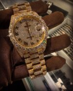 Rolex Day-Date Fully Iced Gold Watch (Roman Dial – Presidential Style) - Image 4
