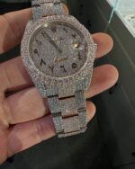 Rolex Datejust Fully Iced Arabic Dial Watch (Silver – Full Diamond Finish) - Image 4