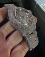 Rolex Datejust Fully Iced Arabic Dial Watch (Silver – Full Diamond Finish) - Image 3