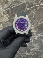 Rolex Datejust Iced-Out Diamond Purple Dial Oysterflex Luxury Watch
