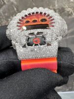 G-Shock Full White Ice Custom Diamond Watch with Red Accent - Image 2