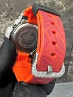 G-Shock Full White Ice Custom Diamond Watch with Red Accent - Image 4