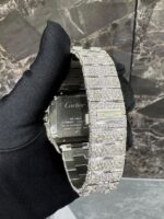 Cartier Santos Full White Ice Diamond Watch with Arabic Dial - Image 5