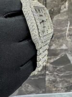 Cartier Santos Full White Ice Diamond Watch with Arabic Dial - Image 4