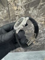 Patek Philippe Full White Ice Black Dial Diamond Watch with Rubber Strap - Image 4