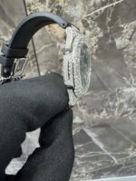 Patek Philippe Full White Ice Blue Dial Diamond Watch with Rubber Strap - Image 3