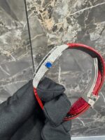 Cartier Santos Full White Ice Skeleton Diamond Watch with Red Leather Strap - Image 2