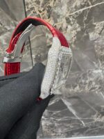 Cartier Santos Full White Ice Skeleton Diamond Watch with Red Leather Strap - Image 5