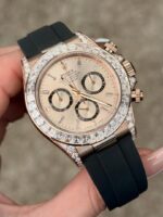 Luxe Aura Diamond Chronograph Rubber Strap Watch - Image 3
