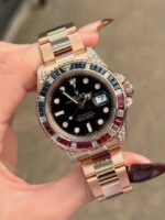 Rolex GMT-Master II Everose Rainbow Bezel Diamond Luxury Watch - Image 4