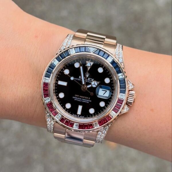 Rolex GMT-Master II Everose Rainbow Bezel Diamond Luxury Watch