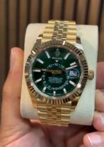 Rolex Sky-Dweller Gold Green Dial Jubilee Luxury Watch - Image 2