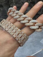 Audemars Piguet Royal Oak Iced-Out Rose Gold Watch & Diamond Cuban Bracelet Set - Image 2