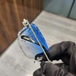 Cartier Full White Ice Cross Detail Blue Lens Rimless Luxury Sunglasses - Image 3