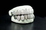 Iced-Out Diamond Grillz Set White Gold Finish - Image 2