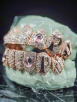 Louis Vuitton Iced-Out Rose Gold Designer Grillz Set - Image 4