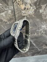 Cartier Santos Iced-Out Diamond Blue Dial Luxury Watch - Image 2