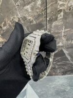 Cartier Santos Full Iced-Out Diamond Silver Dial Luxury Watch - Image 4