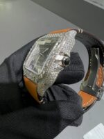 Cartier Santos Iced-Out Diamond Leather Strap Luxury Watch - Image 2