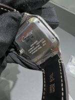 Cartier Santos Iced-Out Diamond Leather Strap Luxury Watch - Image 3