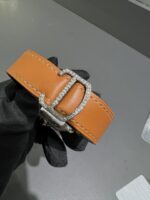 Cartier Santos Iced-Out Diamond Leather Strap Luxury Watch - Image 4